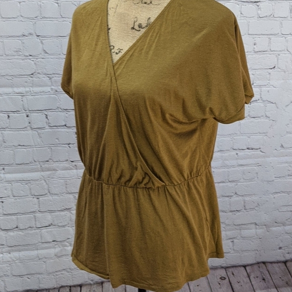 J. Crew Brown Faux Wrap Top Medium - Picture 4 of 6